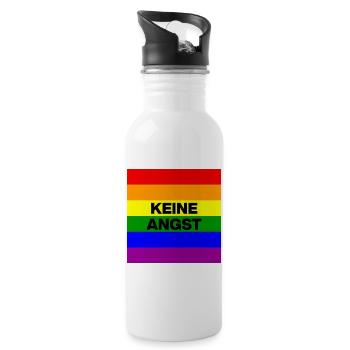 KEINE ANGST VOR FASCHISTEN, NO NZS, NIE WIEDER - Trinkflasche mit integriertem Trinkhalm - Weiß - Rechts