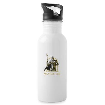 Lance Spartan Warrior Design en or - Gourde avec paille intégrée - blanc - Droite