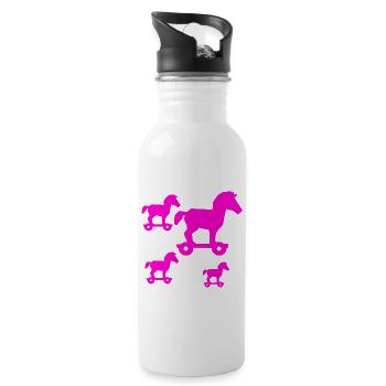 horses - Water bottle with straw - white - Right