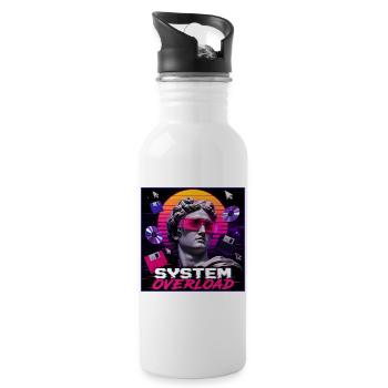 Art de surcharge du système rétro Vaporwave Synthwave - Gourde avec paille intégrée - blanc - Droite