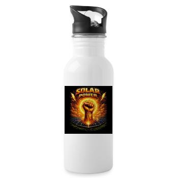 Solar Power Fist - Water bottle with straw - white - Right
