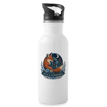 Wild & Wunderbar – Mystischer Fuchs - Trinkflasche mit integriertem Trinkhalm - Weiß - Rechts