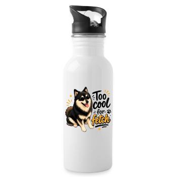 Too Cool finnischer Lapphund - Trinkflasche mit integriertem Trinkhalm - Weiß - Rechts