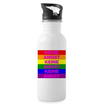 KEINE ANGST, NO NZS, NIE WIEDER, ANTIFASCHISMUS - Trinkflasche mit integriertem Trinkhalm - Weiß - Rechts