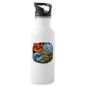 Phénix, Feu, Eau, Terre, Symbolisme - Gourde avec paille intégrée - blanc - Droite