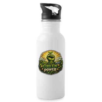 Green Power : Poings Focus Environnementaux - Gourde avec paille intégrée - blanc - Droite