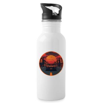 Retro 80s JDM Hatchback Japan Street Emblem - Water bottle with straw - white - Right