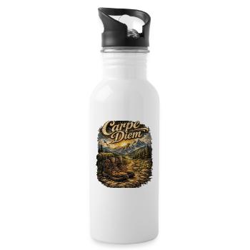 Carpe Diem Bergwanderer - Trinkflasche mit integriertem Trinkhalm - Weiß - Rechts