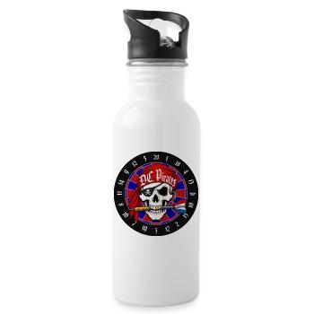 Pirate Skull on Dartboard - Water bottle with straw - white - Right
