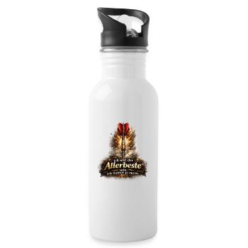 Allerbeste Sein Motiv Dart - Trinkflasche mit integriertem Trinkhalm - Weiß - Rechts