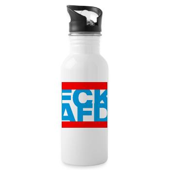 FCK AFD, NIE WIEDER IST JETZT, NO NZS, NO AFD - Water bottle with straw - white - Right