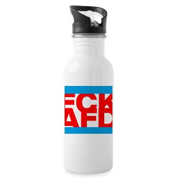 FCK AFD, NIE WIEDER IST JETZT, PAS DE NZS, PAS D’AFD - Gourde avec paille intégrée - blanc - Droite