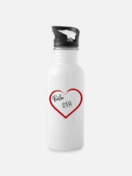 Bester Opa - Trinkflasche mit integriertem Trinkhalm - Weiß