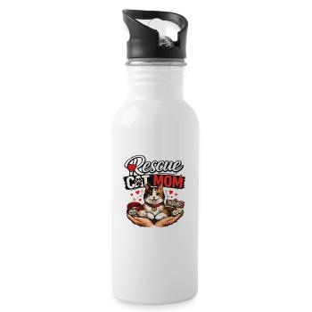Design de la maman chatte recueillie - Gourde avec paille intégrée - blanc - Droite