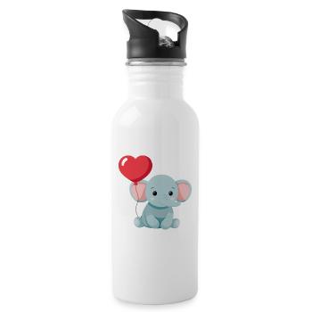 Petit éléphant mignon - Gourde avec paille intégrée - blanc - Droite