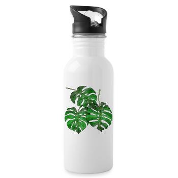 feuilles - Gourde avec paille intégrée - blanc - Droite