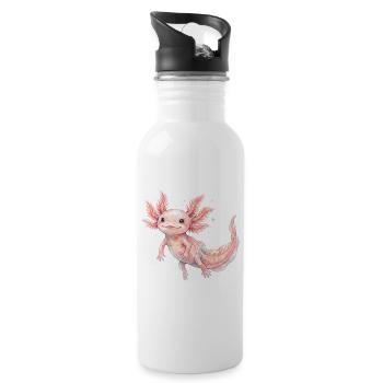 Mignon bébé axolotl rose en style aquarelle - Gourde avec paille intégrée - blanc - Droite