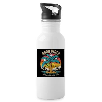 Gute Vibes Palmeninsel Freunde - Water bottle with straw - white - Right