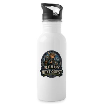 Viking Quest: Ready for the Next Adventure - Water bottle with straw - white - Right