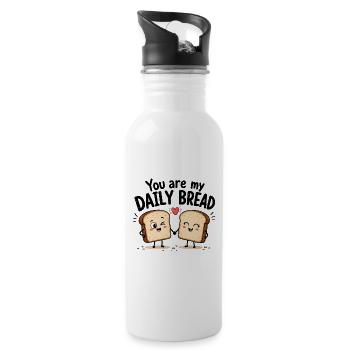 You Are My Daily Bread | Süßes Brot Comic - Trinkflasche mit integriertem Trinkhalm - Weiß - Rechts