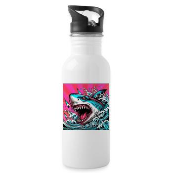 Requin - Gourde avec paille intégrée - blanc - Droite