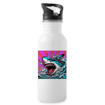 Requin - Gourde avec paille intégrée - blanc - Droite