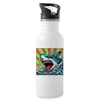 Requin - Gourde avec paille intégrée - blanc - Droite