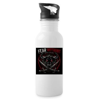 Bull's head with crossed swords - Water bottle with straw - white - Right