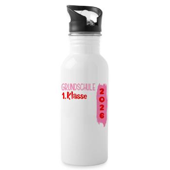 Grundschule 1. Klasse 2026 - Trinkflasche mit integriertem Trinkhalm - Weiß - Rechts