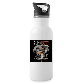 Ruhrpott Pause Mal Richtig - Trinkflasche mit integriertem Trinkhalm - Weiß - Rechts