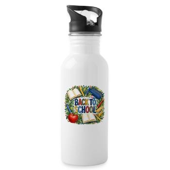 Back to School Books and Supplies - Water bottle with straw - white - Right