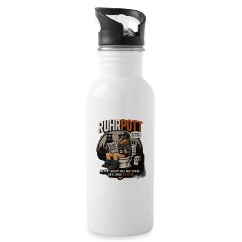 Ruhrpott Pottpause Humor - Trinkflasche mit integriertem Trinkhalm - Weiß - Rechts