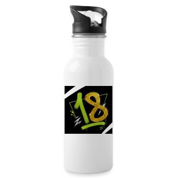 Glitzer 18 Graffiti Neon Zahl - Trinkflasche mit integriertem Trinkhalm - Weiß - Rechts