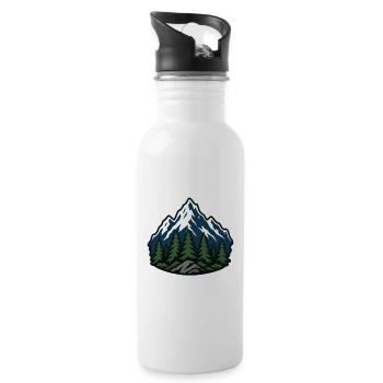 Mountain Forest Patch - Water bottle with straw - white - Right