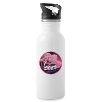 Retro 90er JDM Roadster Geisha Sakura Emblem - Trinkflasche mit integriertem Trinkhalm - Weiß - Rechts