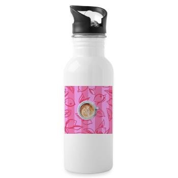 Cappuccino  - Trinkflasche mit integriertem Trinkhalm - Weiß - Rechts