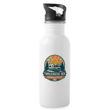 Familienreise 2026 Camper Vintage - Trinkflasche mit integriertem Trinkhalm - Weiß - Rechts