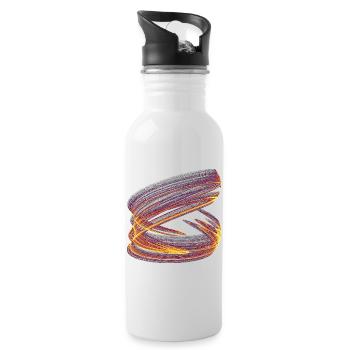 Lichtwirbel des Chaos – Strange Attractor  - Trinkflasche mit integriertem Trinkhalm - Weiß - Rechts