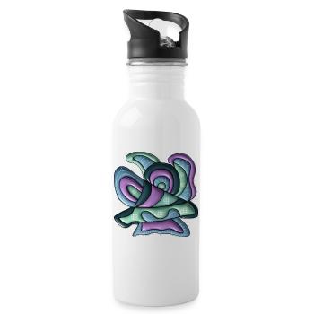 Tourbillons de couleur Vagues abstraites - Gourde avec paille intégrée - blanc - Droite