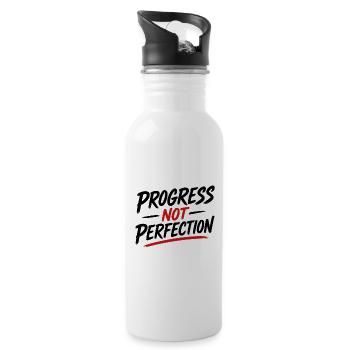 progress not perfection - Water bottle with straw - white - Right