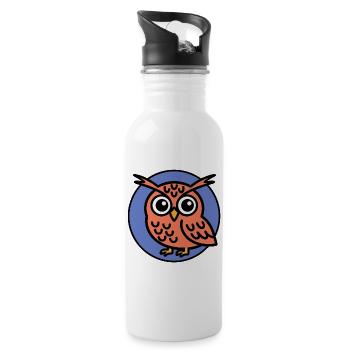 Eulenfamilie - Trinkflasche mit integriertem Trinkhalm - Weiß - Rechts