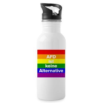 AFD IST KEINE ALTERNATIVE, NO NZS, NO AFD, WEISS - Trinkflasche mit integriertem Trinkhalm - Weiß - Rechts