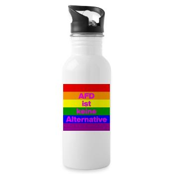 AFD IST KEINE ALTERNATIVE, NO NZS, NO AFD, PINK - Trinkflasche mit integriertem Trinkhalm - Weiß - Rechts