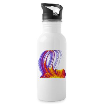 Glutpfade des Chaos – Strange Attractor - Trinkflasche mit integriertem Trinkhalm - Weiß - Rechts