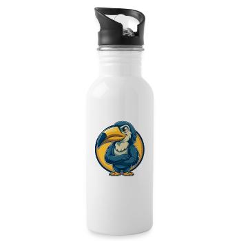 Toucan Kawaii Maskottchen Cartoon Clipart Logo Abzeichen - Trinkflasche mit integriertem Trinkhalm - Weiß - Rechts