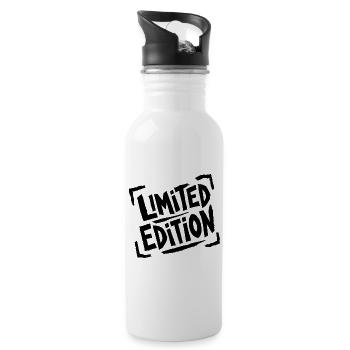 Limited Edition – Schwarzer Spruch & Statement - Trinkflasche mit integriertem Trinkhalm - Weiß - Rechts