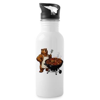 Bear on the Grill – Maître du BBQ - Gourde avec paille intégrée - blanc - Droite