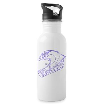 Neon lila Helm - Visier - Trinkflasche mit integriertem Trinkhalm - Weiß - Rechts