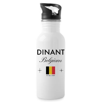 Dinant, Belgium, coordinates, travel, souvenir - Water bottle with straw - white - Right