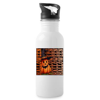 Citrouille d’Halloween - Gourde avec paille intégrée - blanc - Droite